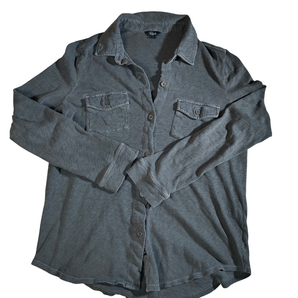 Rails The Jersey Button Down Coal Shirt Long‎ Sleeve Pockets Womens Size S